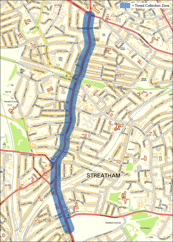 Map of Streatham waste collection area