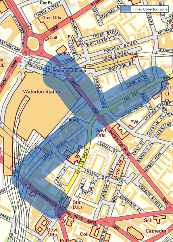 Map of Waterloo waste collection area